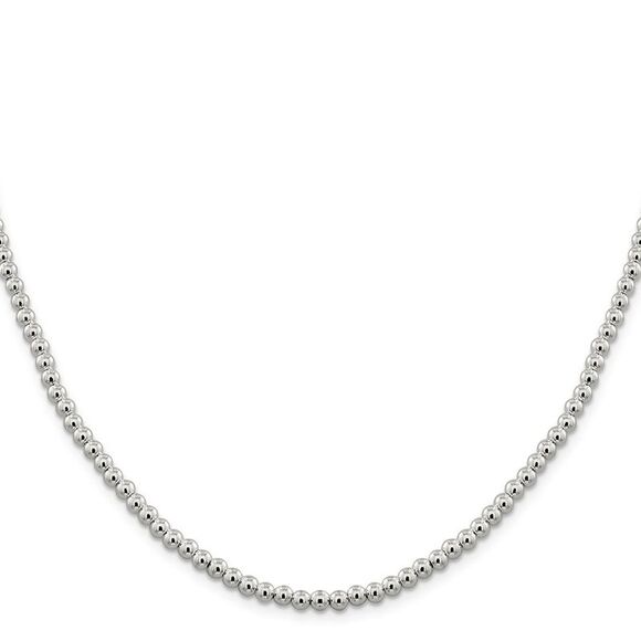 Kazi Luxury Sterling Silver 4mm Beads on Box Chain